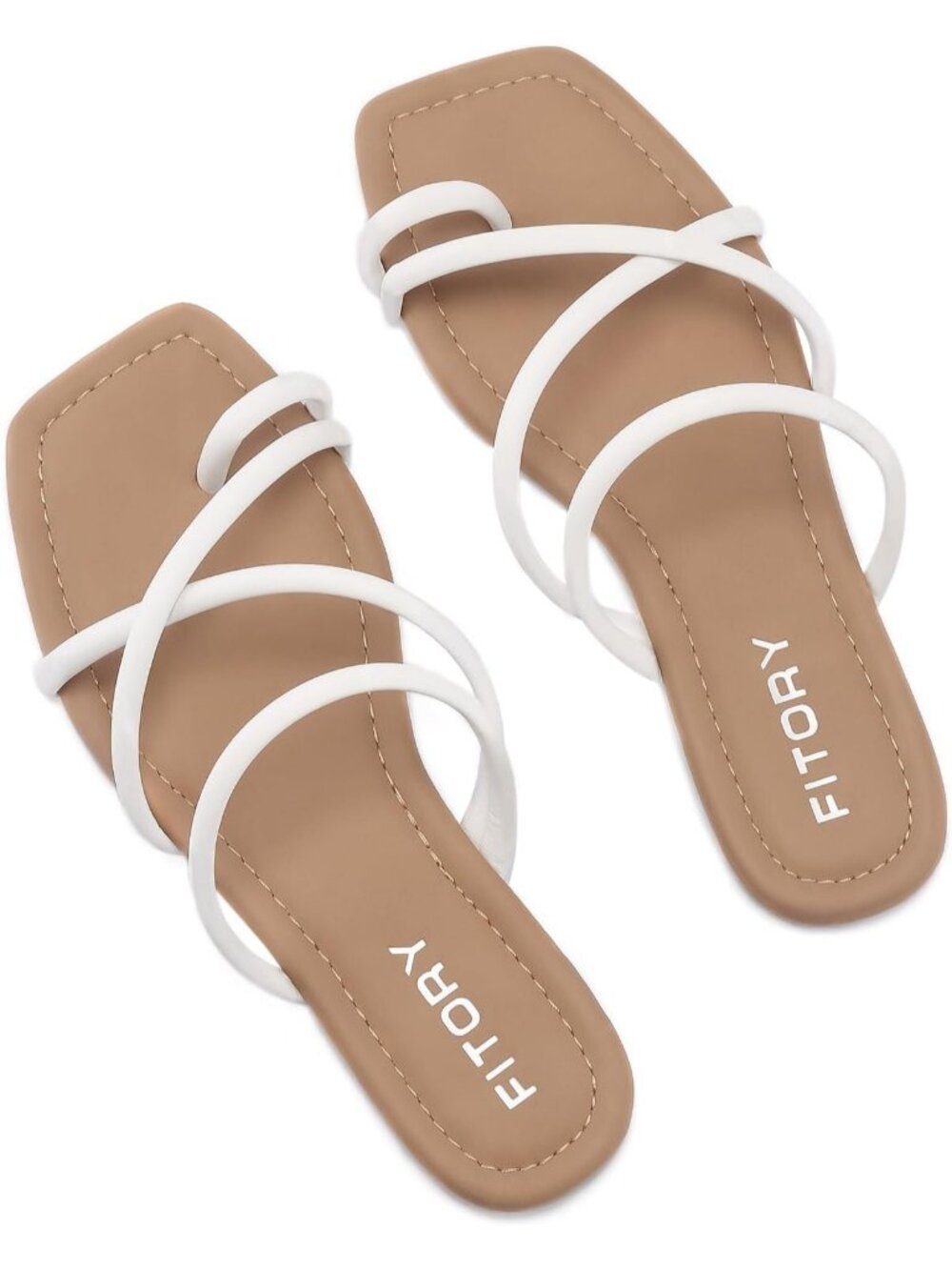 Women's White Summer Flat Toe Ring Thong Open Toe Cross Strap Fashion Shoes